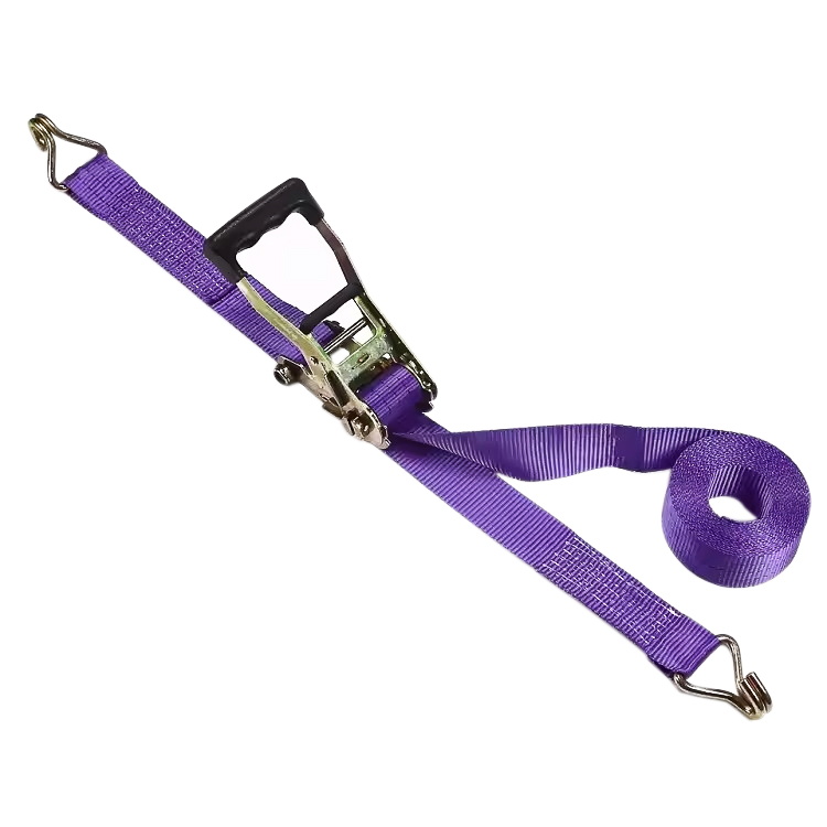 38mm 3T Corcra Finger Rubber Láimhseáil Ratchet Strap